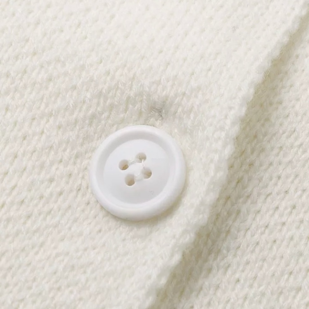 Ivory Ribbed Sleeve Collared Button Up Cardigan - Picture 6 of 6